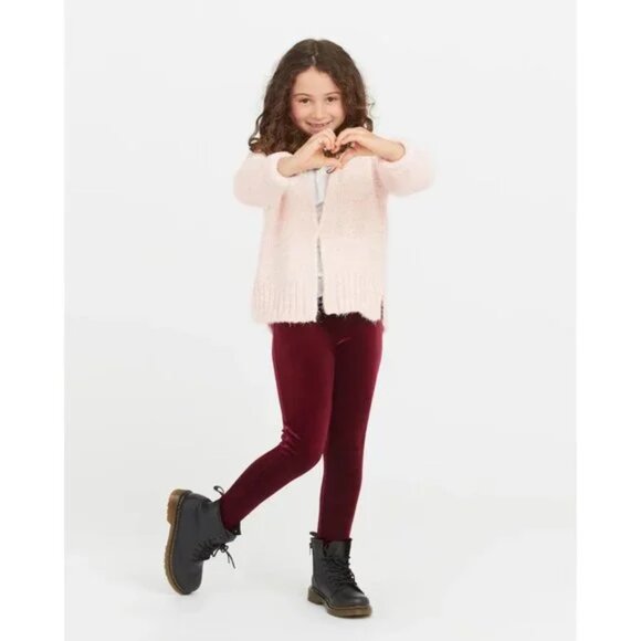 SPANX Girls' Velvet Leggings in Rich Burgundy Non Shaping NWT Girls Size M - Picture 3 of 3
